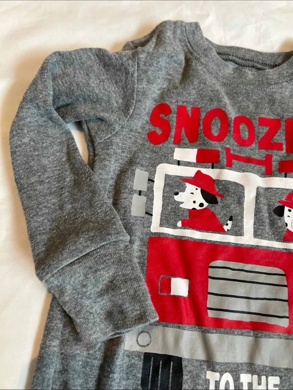 “Bundle 10/$13” carters 12m Gray Long-Sleeve Firetruck boy pajama Shirt
